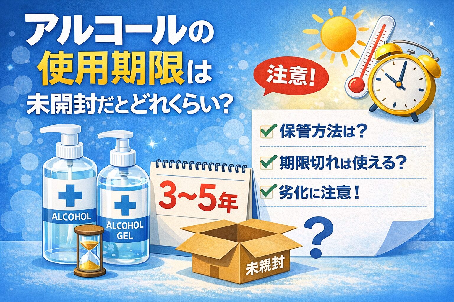 アルコールの使用期限は未開封だとどれくらい？目安や注意点を分かりやすく解説！