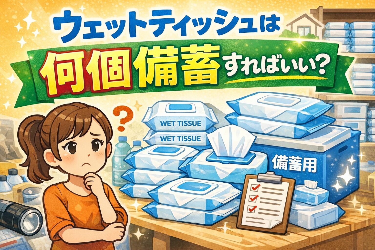 ウェットティッシュは何個備蓄すればいい？目安・計算方法・家族別に完全解説