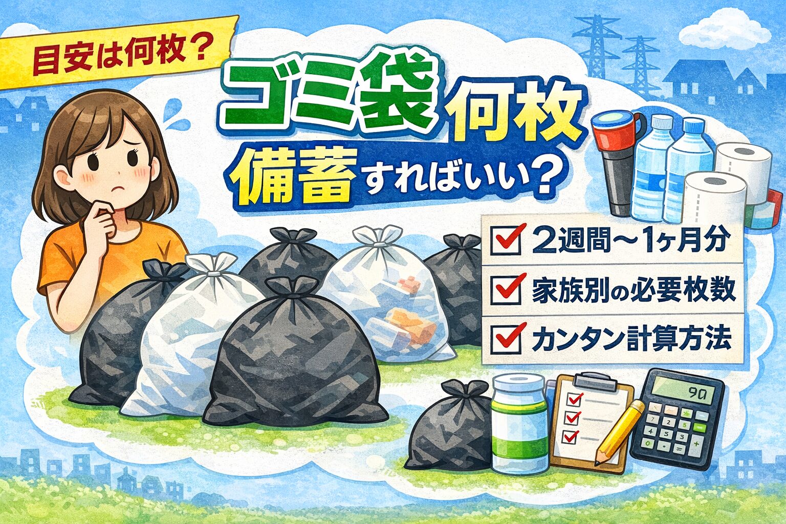 ゴミ袋は何枚備蓄すればいい？目安は2週間〜1ヶ月分【家族別に解説】