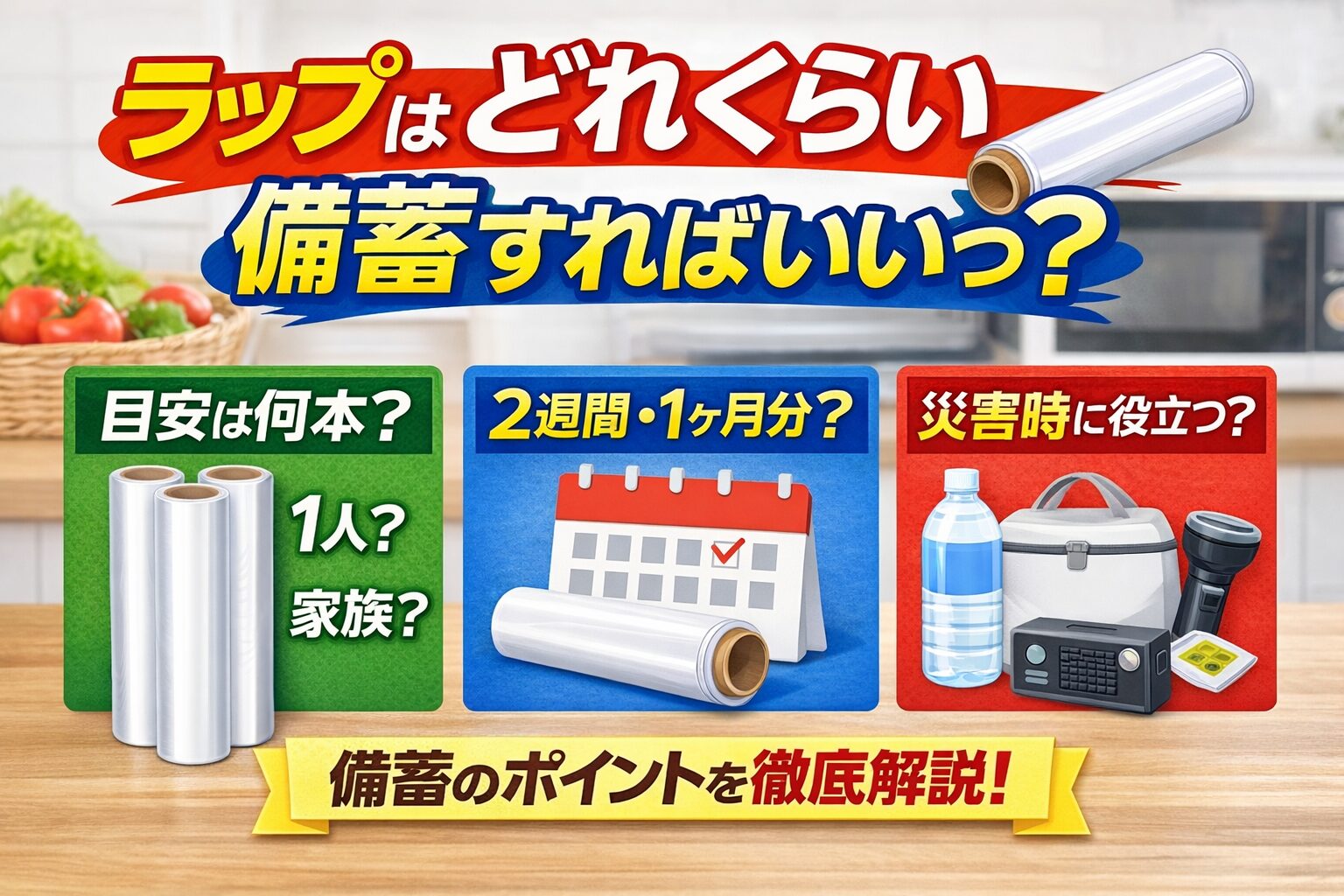 ラップはどれくらい備蓄すればいい？目安の本数と2週間・1ヶ月分をわかりやすく解説