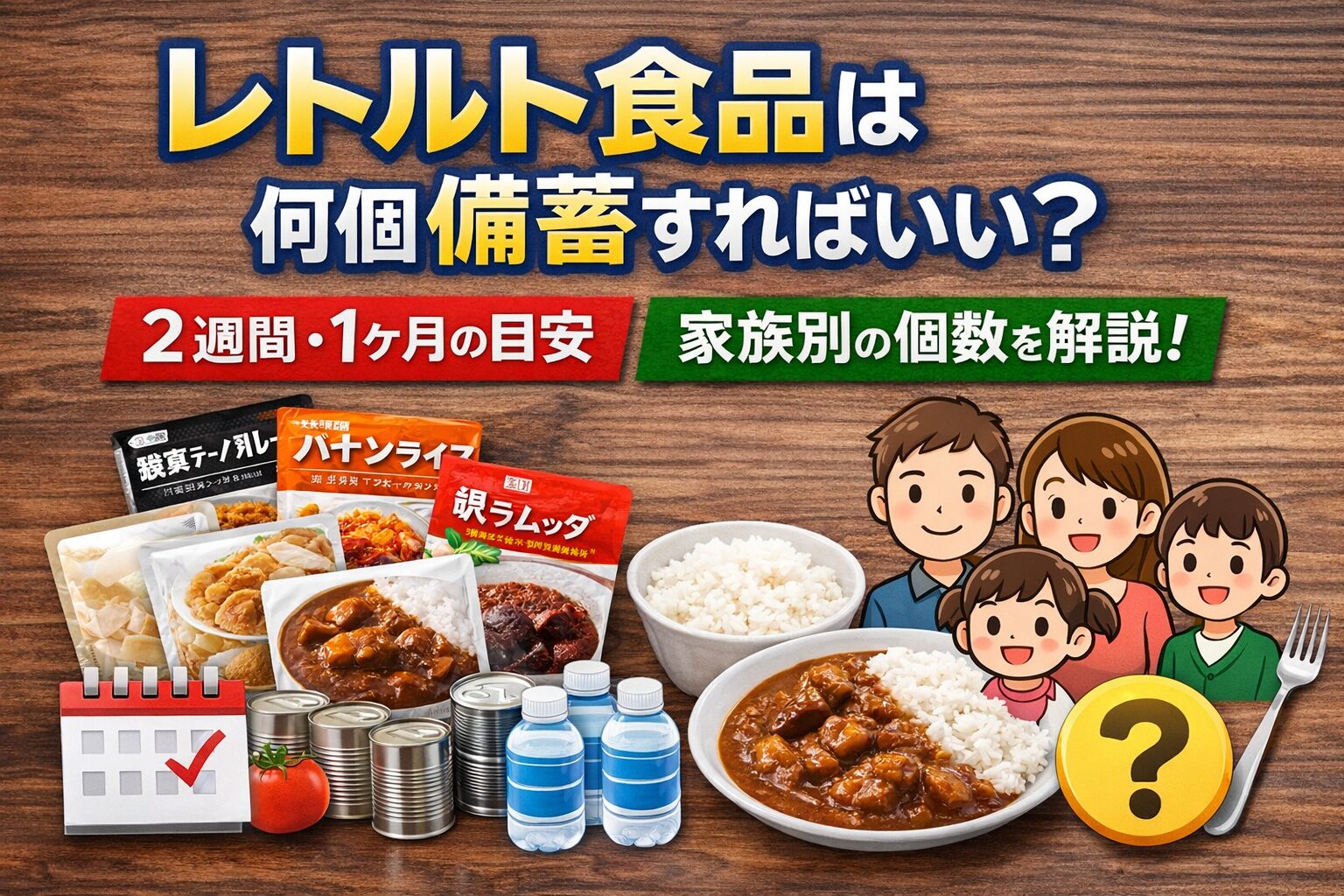 レトルト食品は何個備蓄すればいい？2週間・1ヶ月の目安と家族別の個数を解説