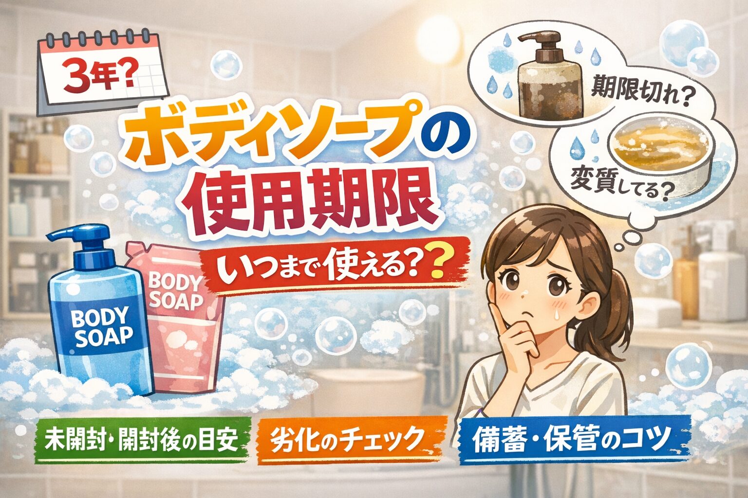 ボディソープの使用期限はいつまで？未開封・開封後の目安と長持ちさせる方法！