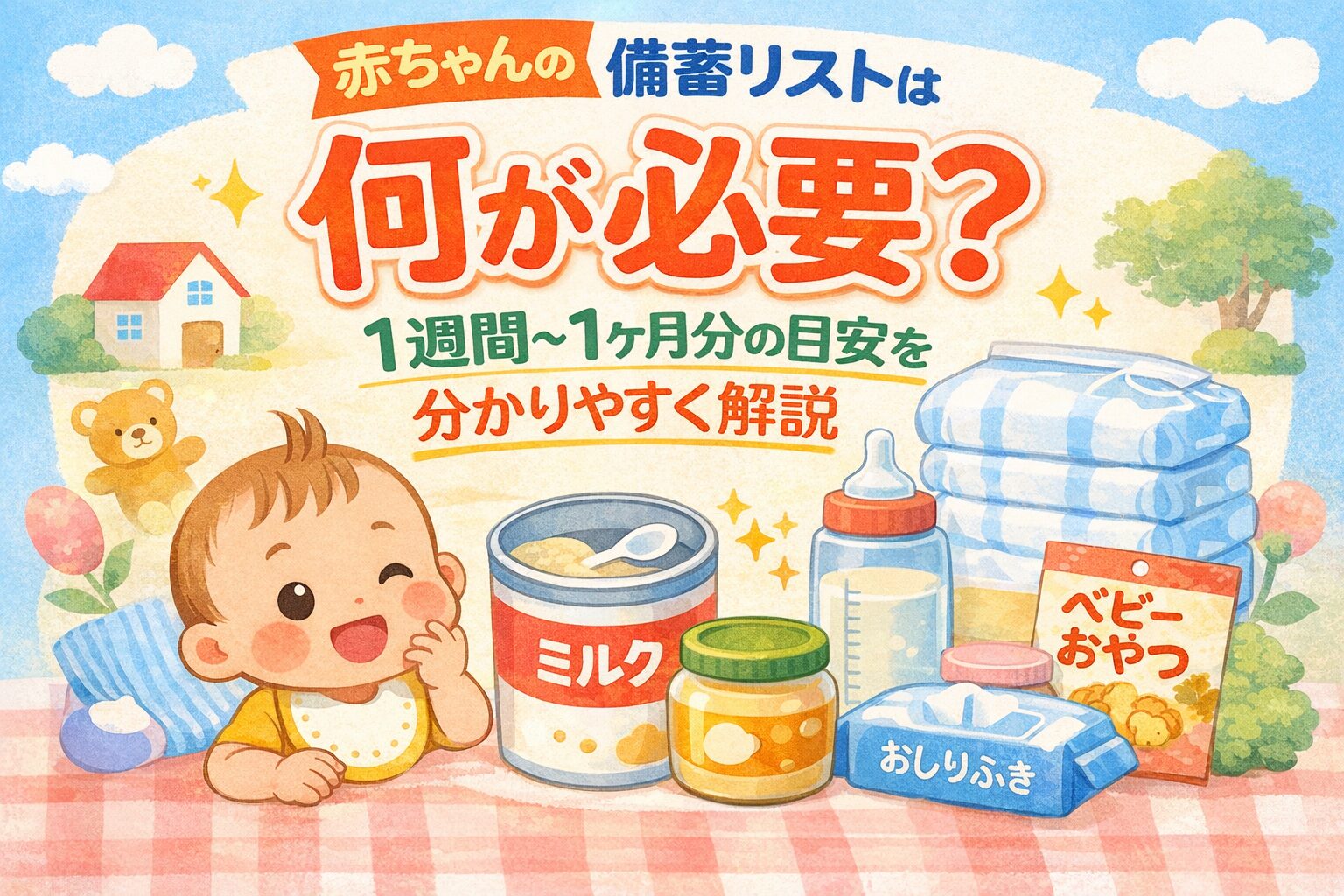 赤ちゃんの備蓄リストはこれ！1週間〜1ヶ月分の目安と必要なものを解説